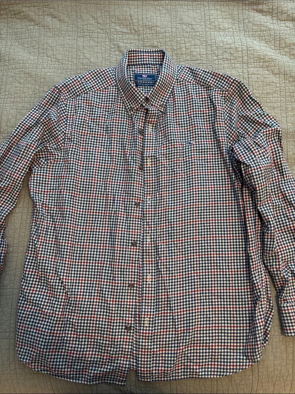Vineyard Vines Blue & Red Micro-Check Button-Down Shirt